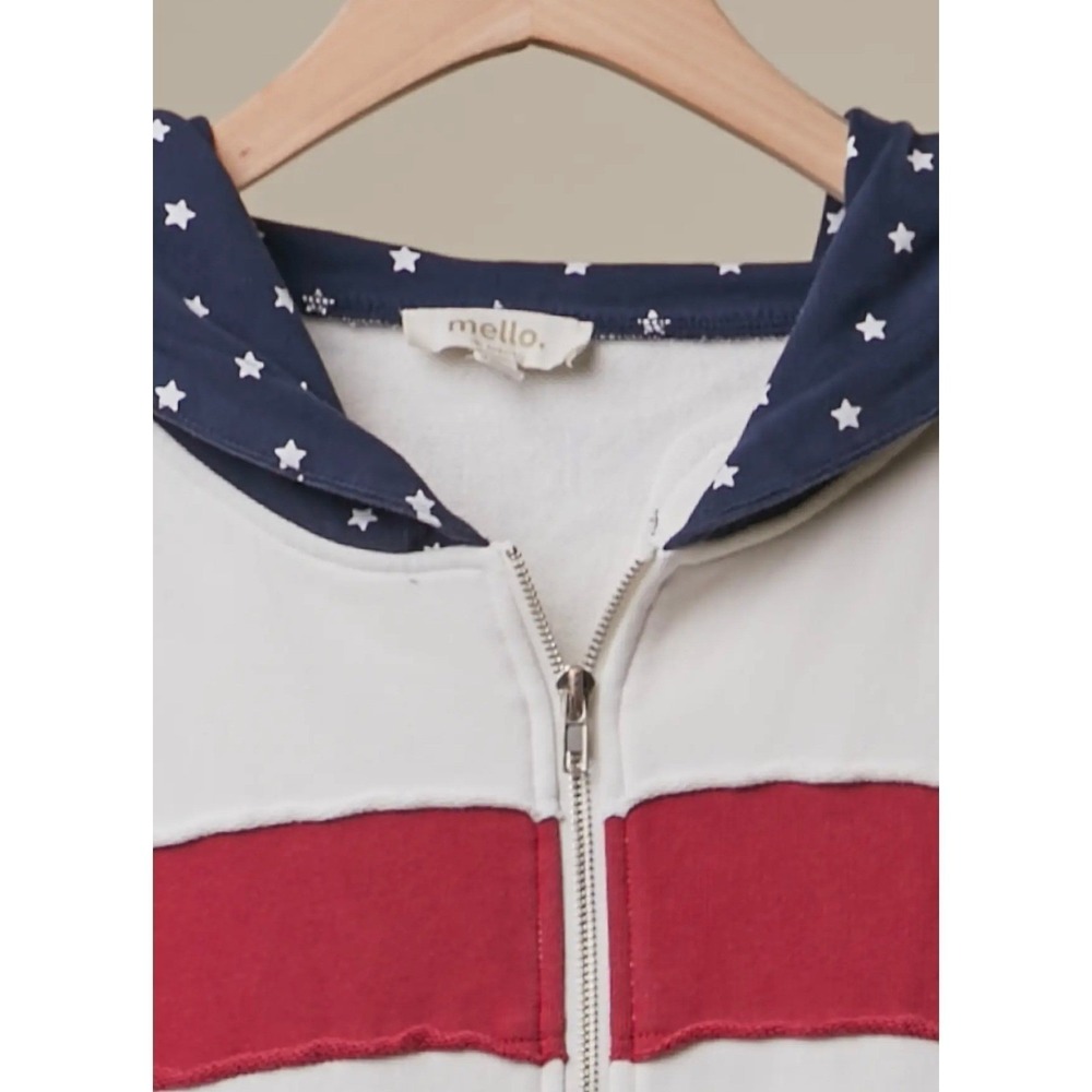 United States Red White Blue USA Flag Oversized Zip Up Hoodie Size S - Picture 7 of 12